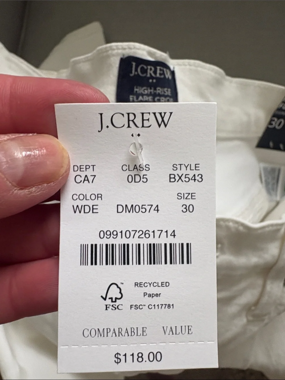 J. Crew White High-Rise Flare Crop Jeans